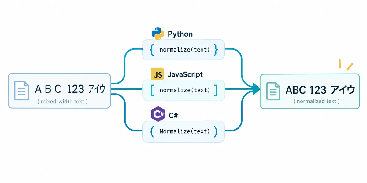 Python、JavaScript、C#で混在した文字列を正規化する流れ